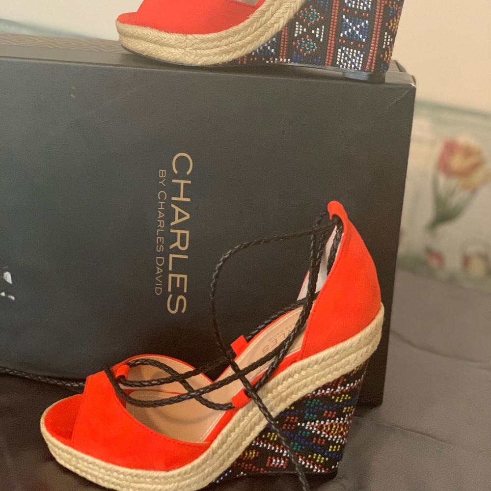 Charles by Charles David Boston Fire Micro Sandal 4" heel, nbw.